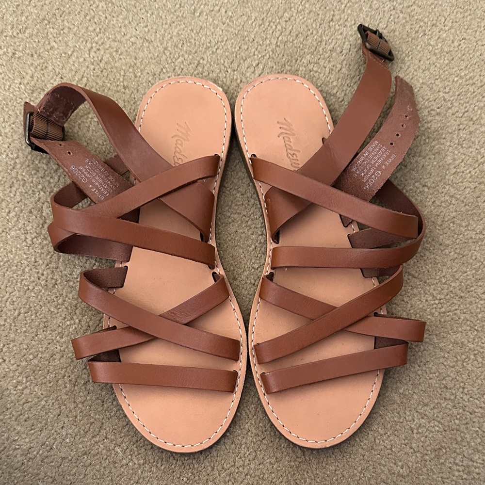 Madewell Cognac Strappy Leather Sandals